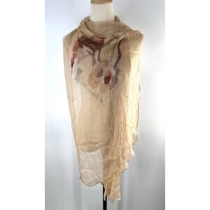 Giorgio Armani Le Collezioni 100% Silk Floral Scarf Sheer Italy 24x80